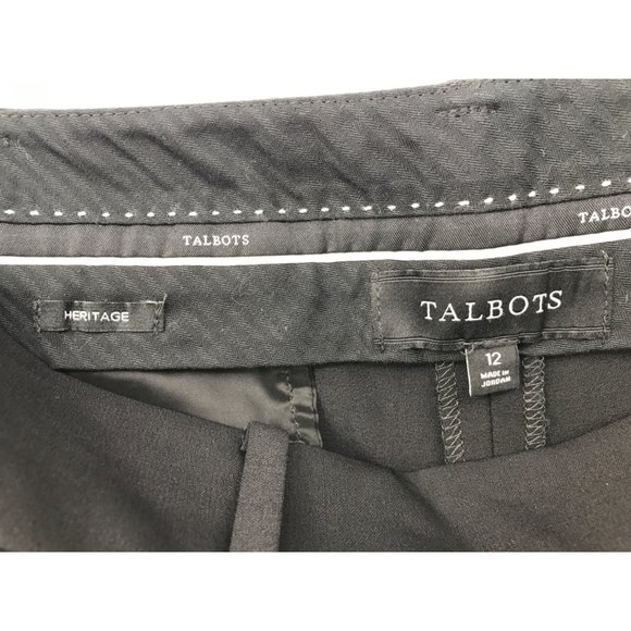 Talbots Heritage Stretch Wool Trouser Dress Straight Leg Pant Black 12 - Picture 4 of 5